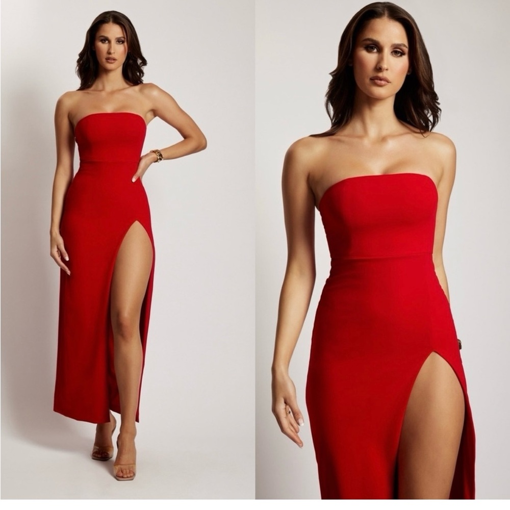 Meshki Bold Red Strapless Dress